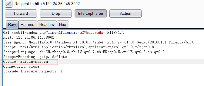 修改数据包，加入Cookie参数